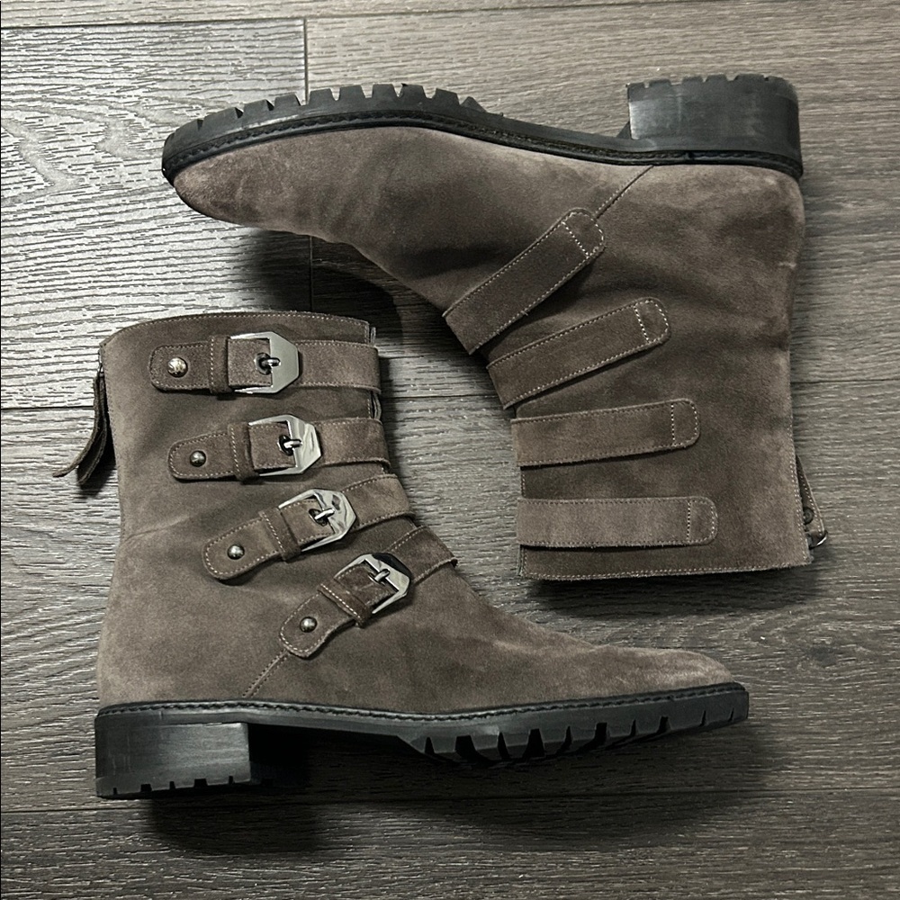 Stuart Weitzman Jitterbug Suede Seal Color Moto Boots